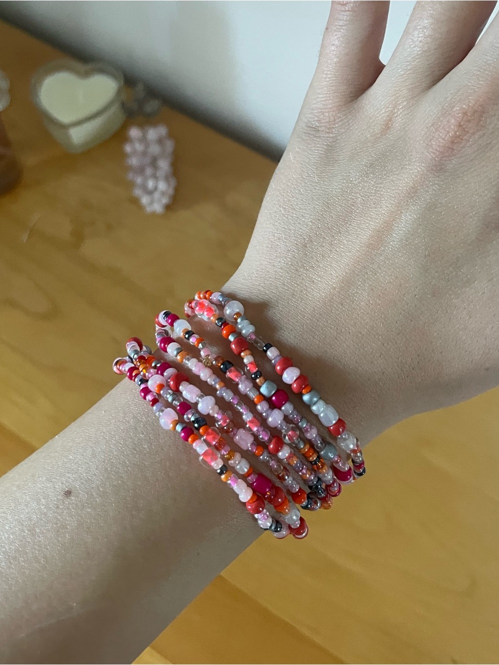 Me to We Pink and Red Multi-Strand Beaded Wrap Bracelet/necklace